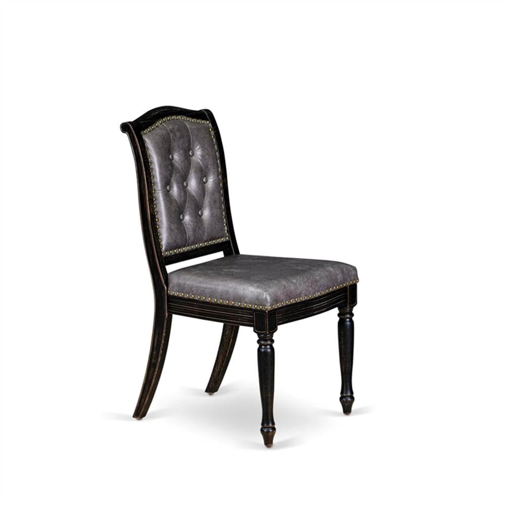 Black Acacia Wood Dining Chairs Set of 2 G6290
