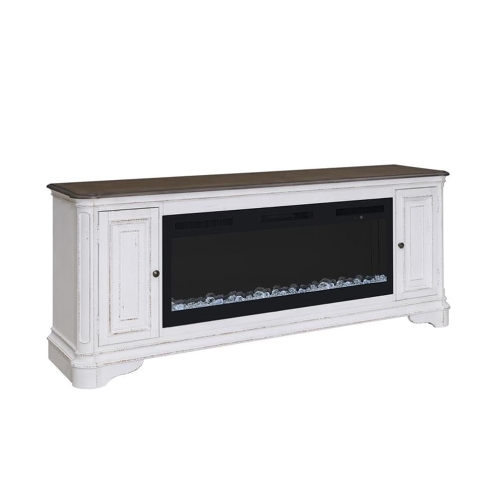 82 Inch Fireplace TV Console with Adjustable Shelves N7669