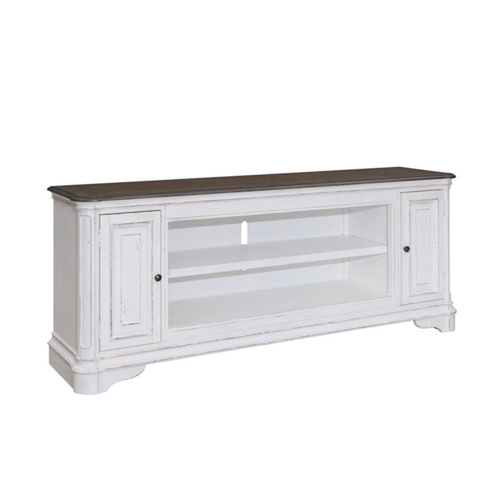 82 Inch Fireplace TV Console with Adjustable Shelves N7669
