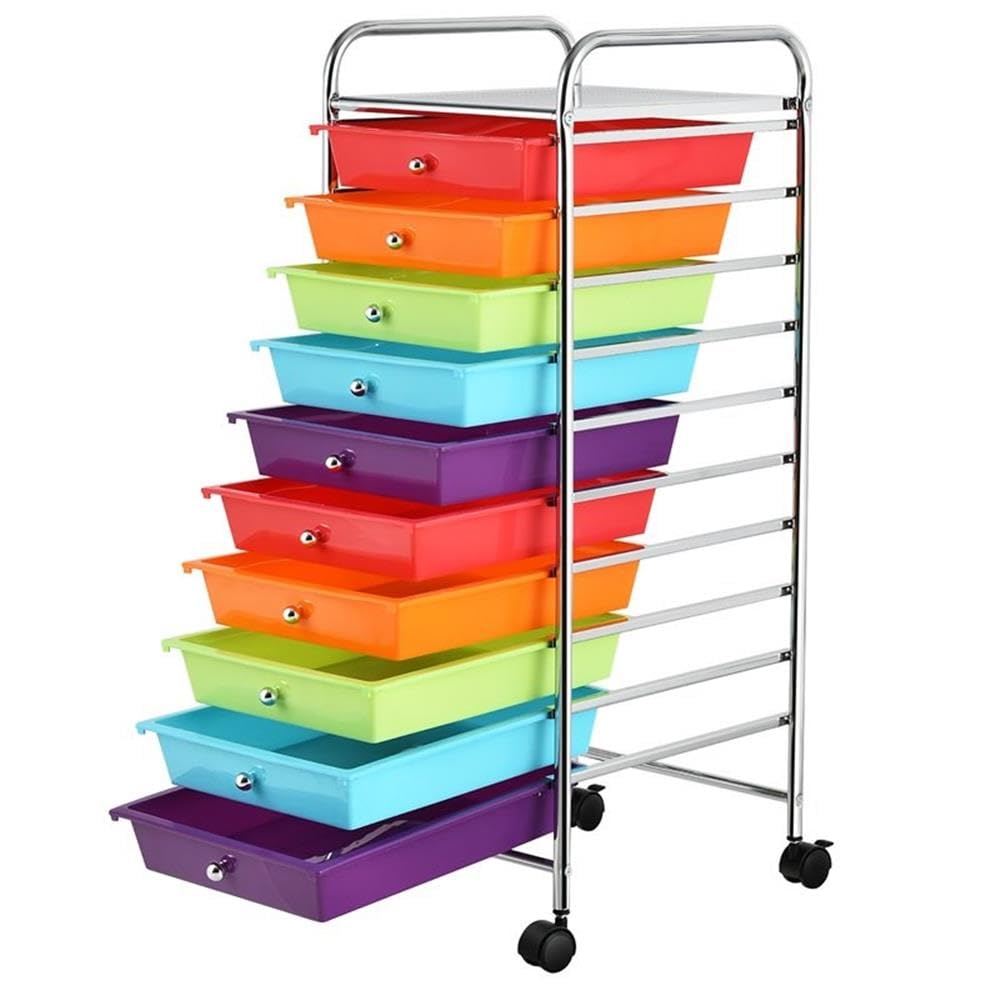 10 Drawer Rolling Storage Cart with Lockable Casters E17447