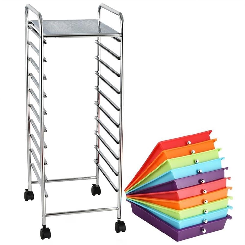 10 Drawer Rolling Storage Cart with Lockable Casters E17447