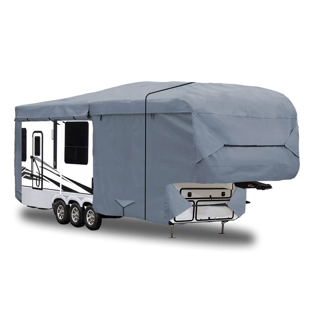 5th Wheel RV Trailer Cover 5 Layers with Windproof Side-Straps Heavy Duty 24' - 26' N5034