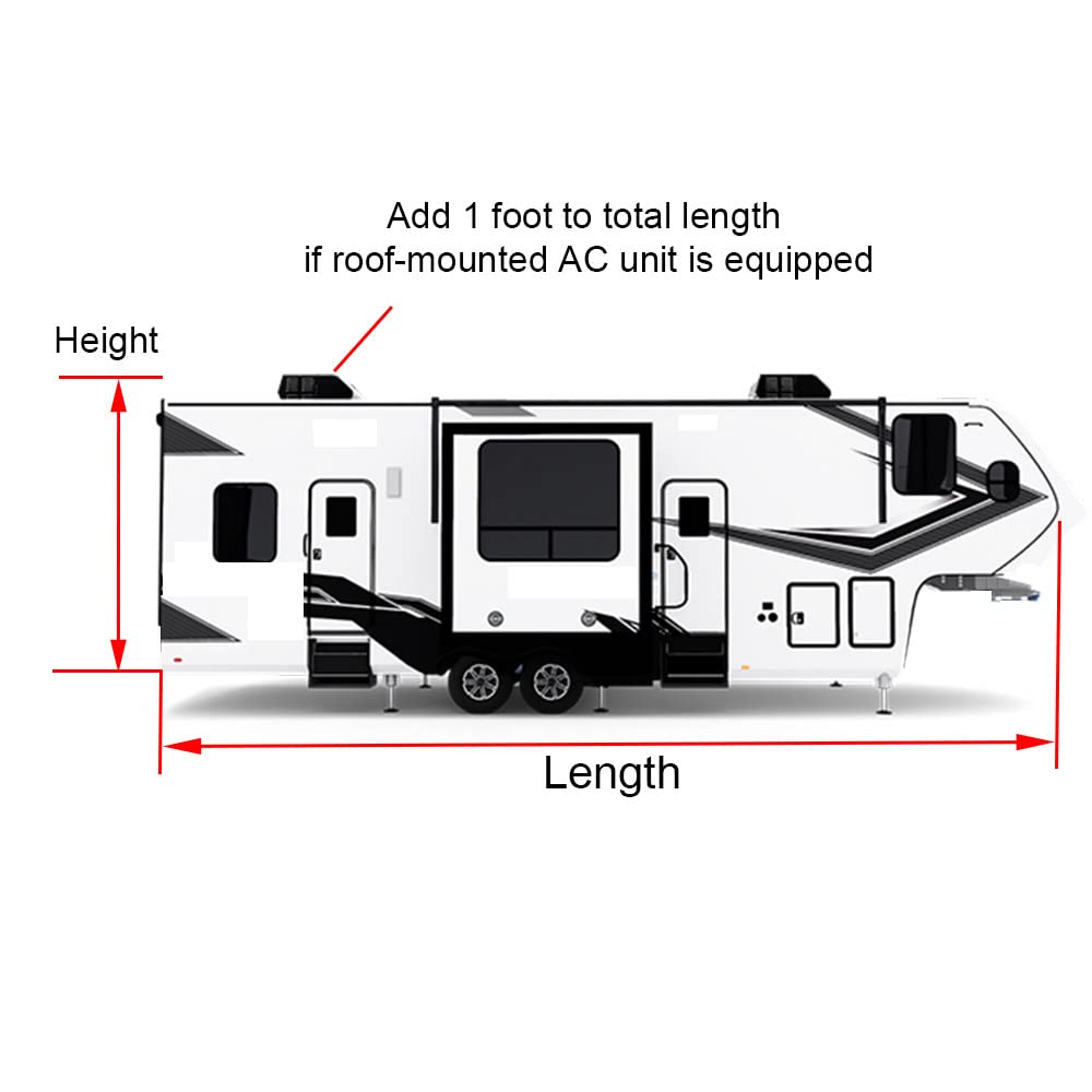 5th Wheel RV Trailer Cover 5 Layers with Windproof Side-Straps Heavy Duty 24' - 26' N5034