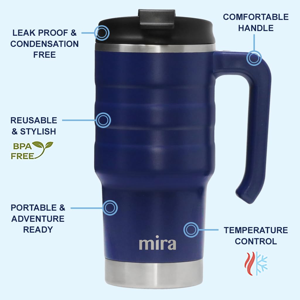 20 oz Insulated Stainless Steel Travel Mug with Flip Lid & Handle M111765
