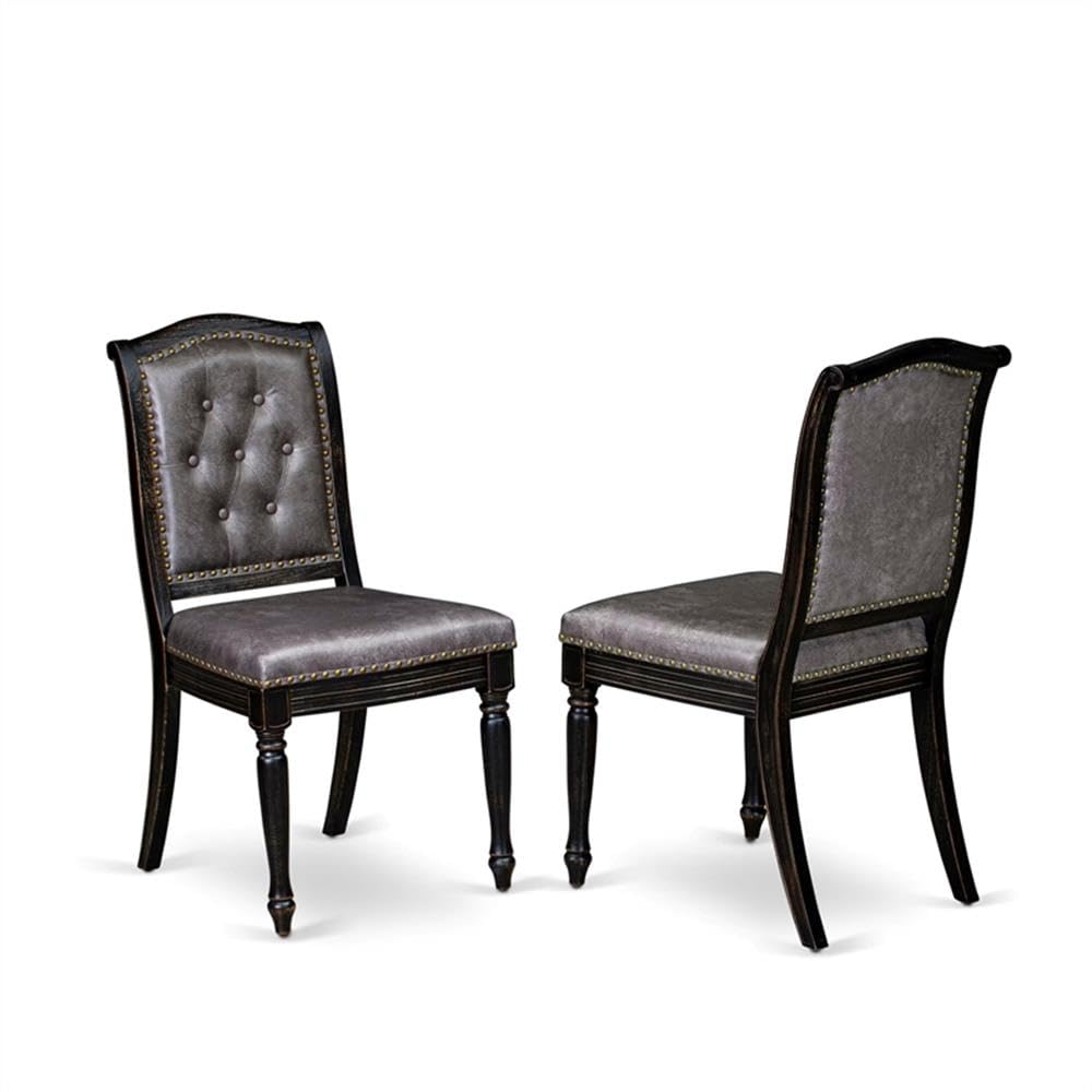 Black Acacia Wood Dining Chairs Set of 2 G6290