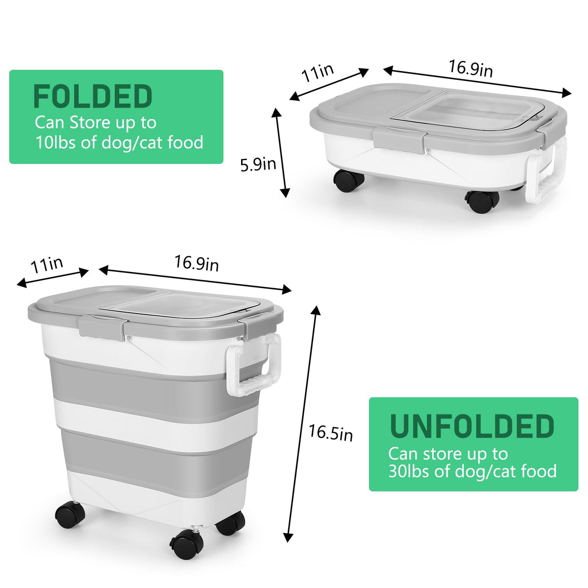 30LB Dog Food Storage Container with Wheels I582015