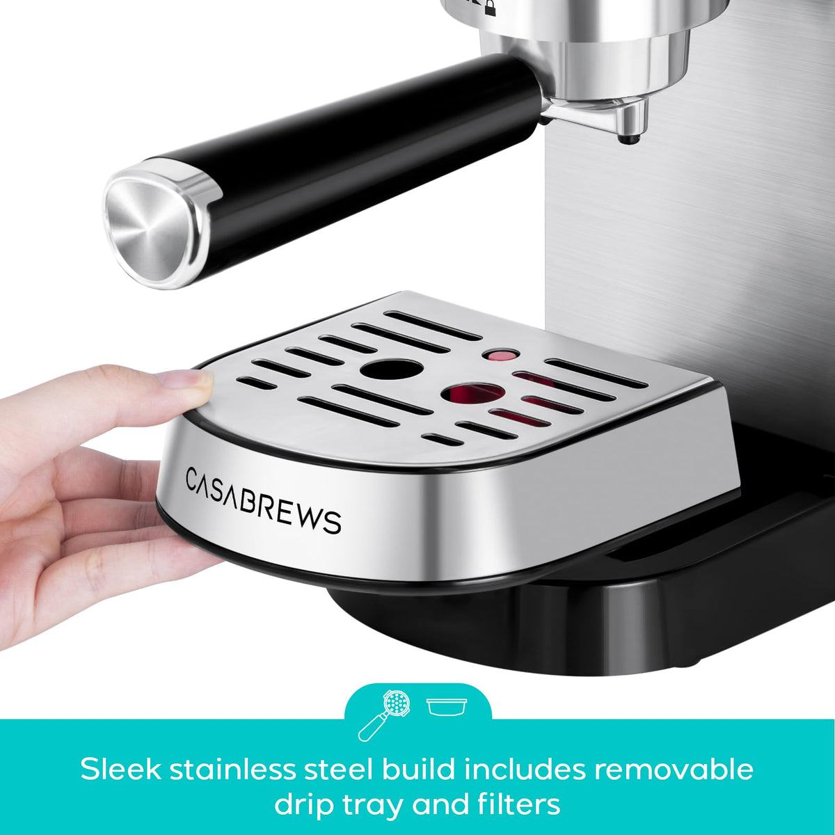 Compact Espresso Machine with Milk Frothing Steam Wand F36530