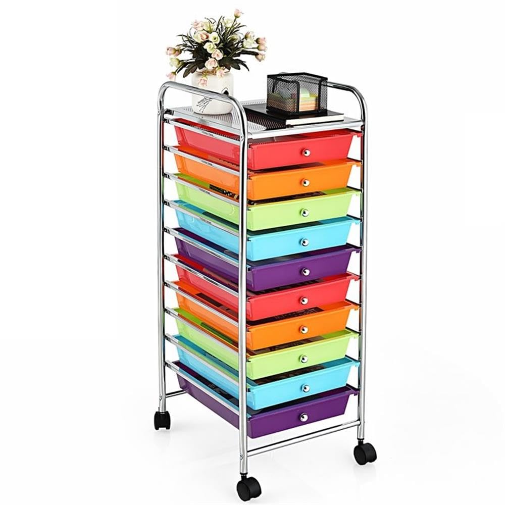 10 Drawer Rolling Storage Cart with Lockable Casters E17447