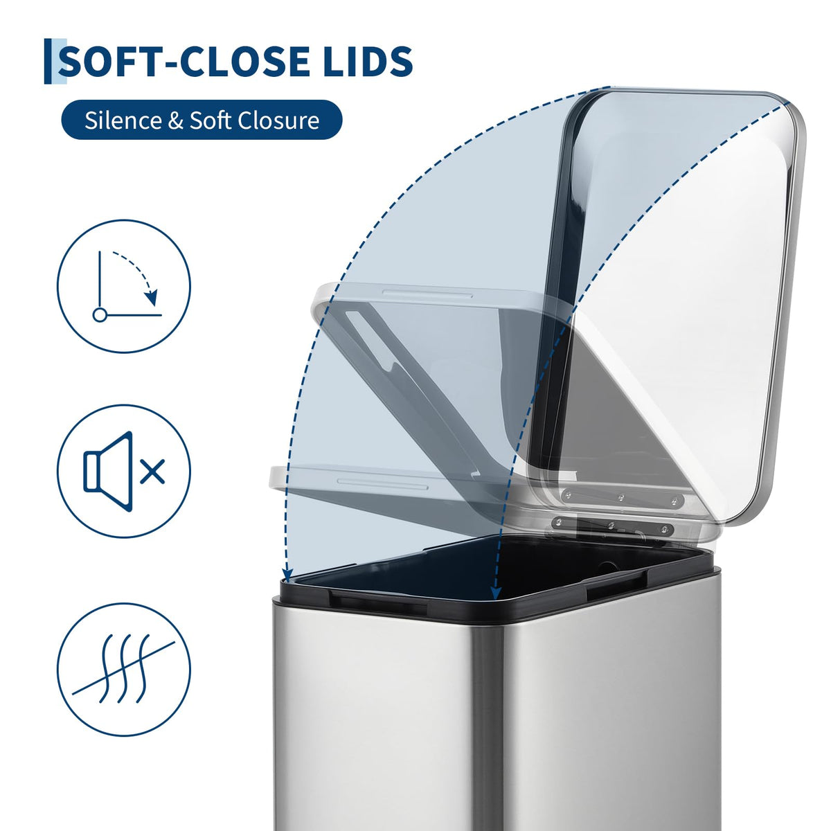 50L Slim Stainless Steel Kitchen Trash Can R152273