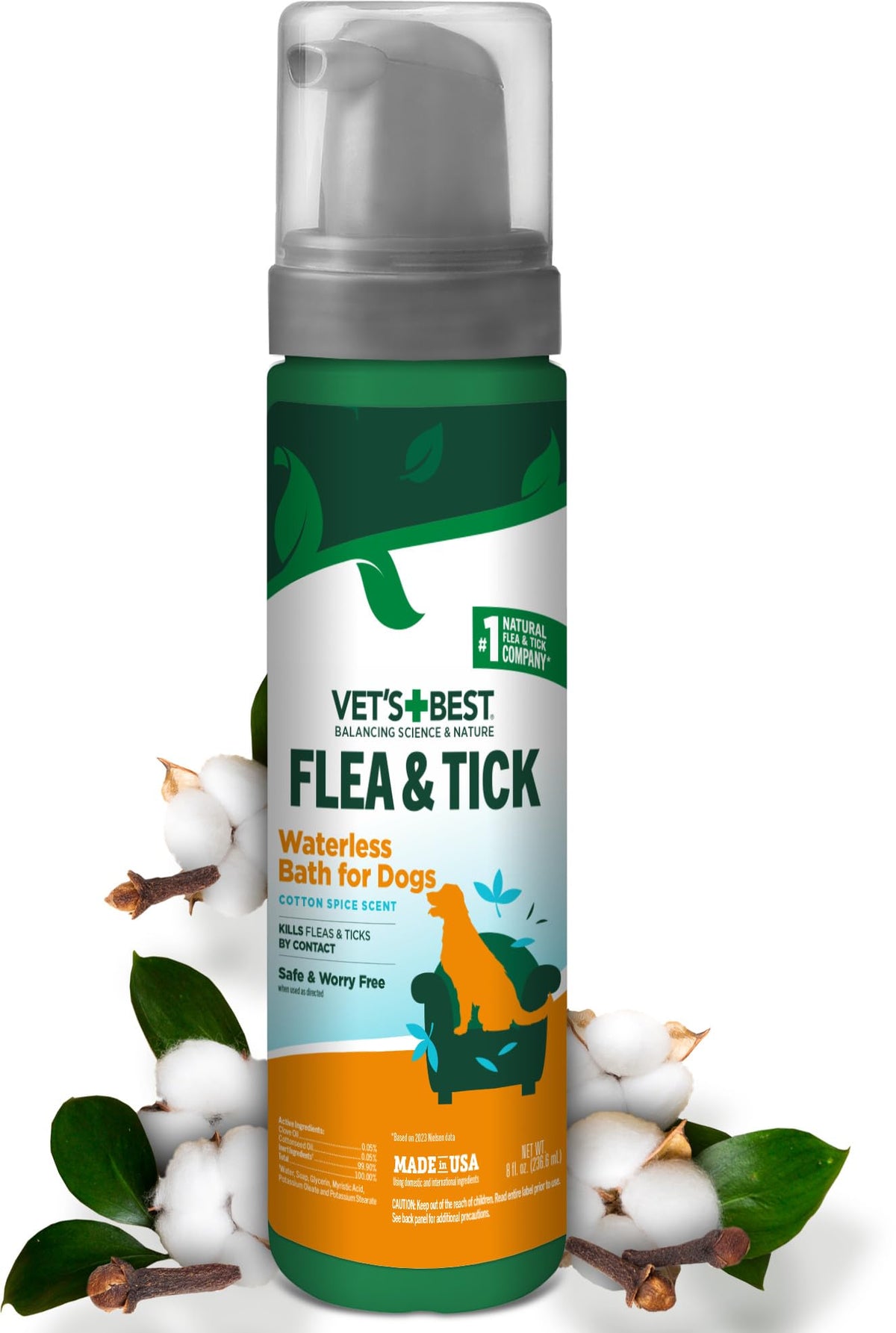 Waterless Flea & Tick Bath for Dogs 8 oz A304