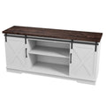 White Wood TV Stand with Sliding Barn Doors L507