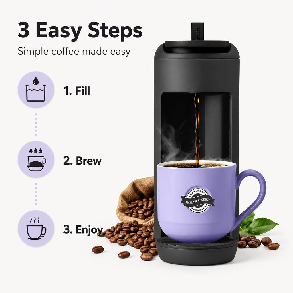 Single Serve K Cup Coffee Maker 12 oz Matte Black J874363