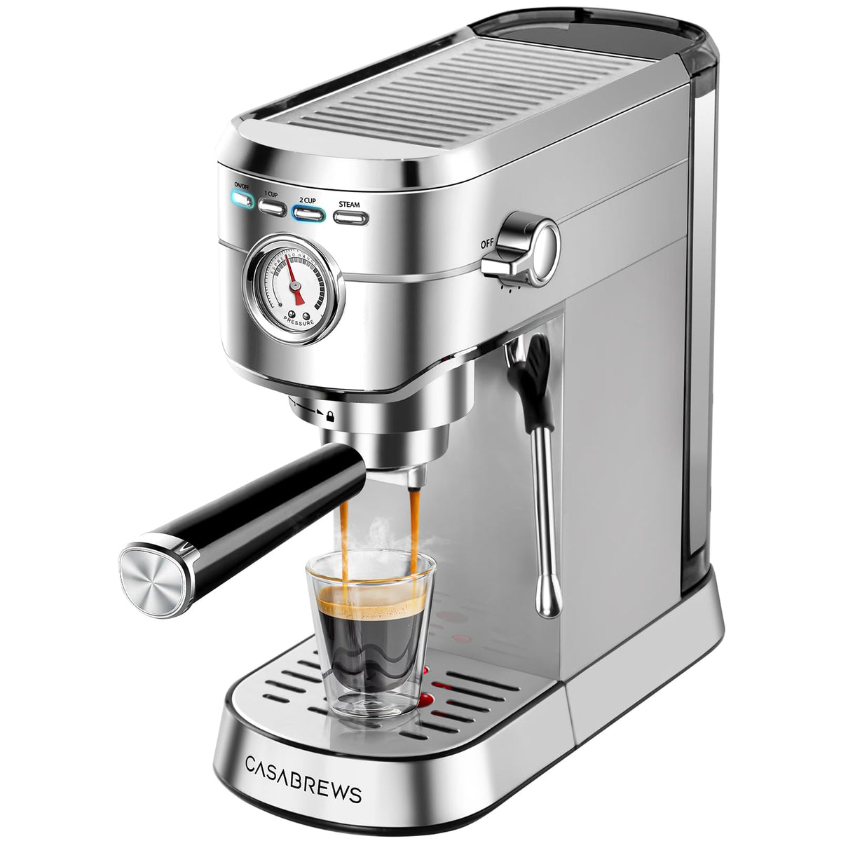Compact Espresso Machine with Milk Frothing Steam Wand F36530