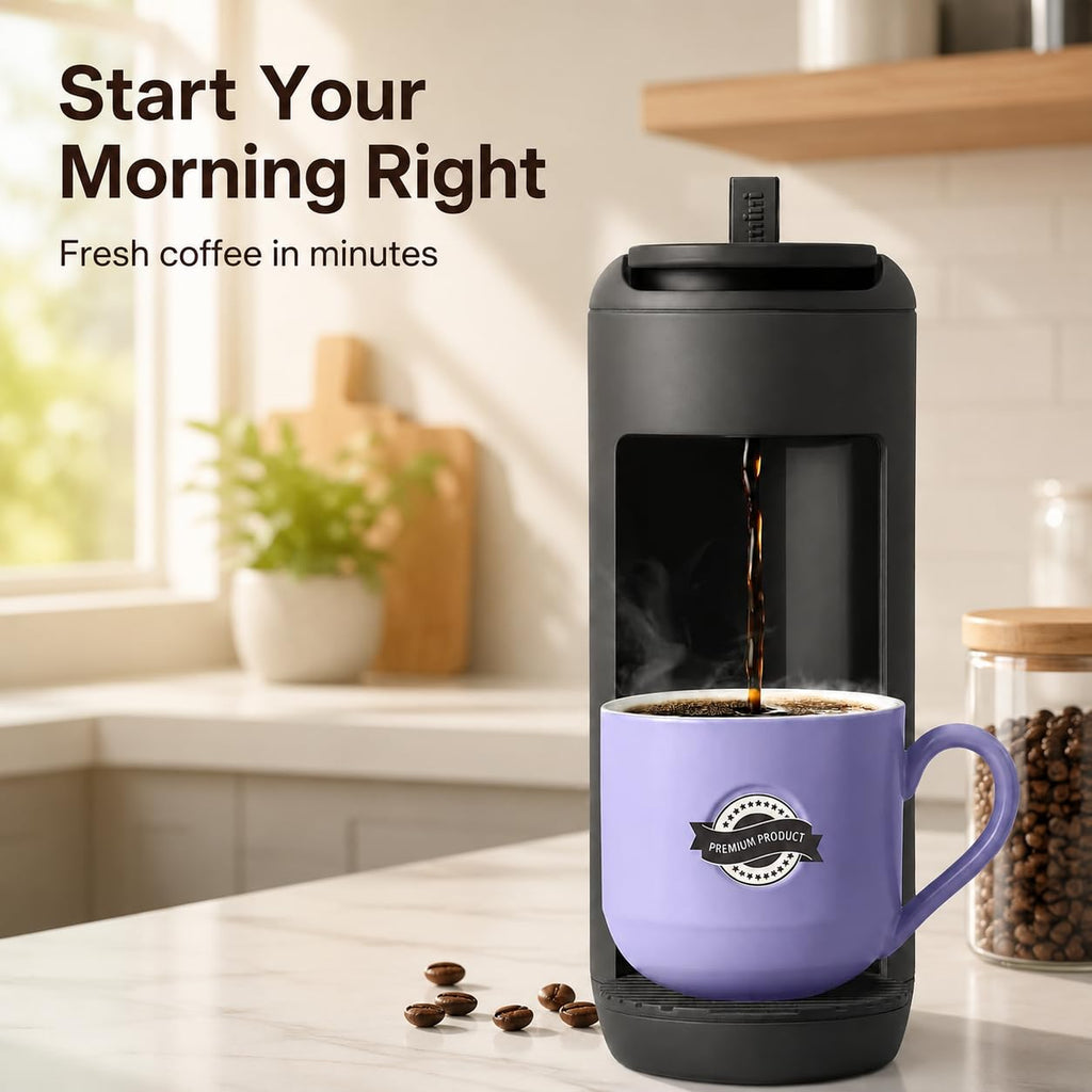 Single Serve K Cup Coffee Maker 12 oz Matte Black J874363