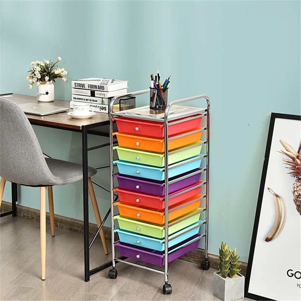 10 Drawer Rolling Storage Cart with Lockable Casters E17447