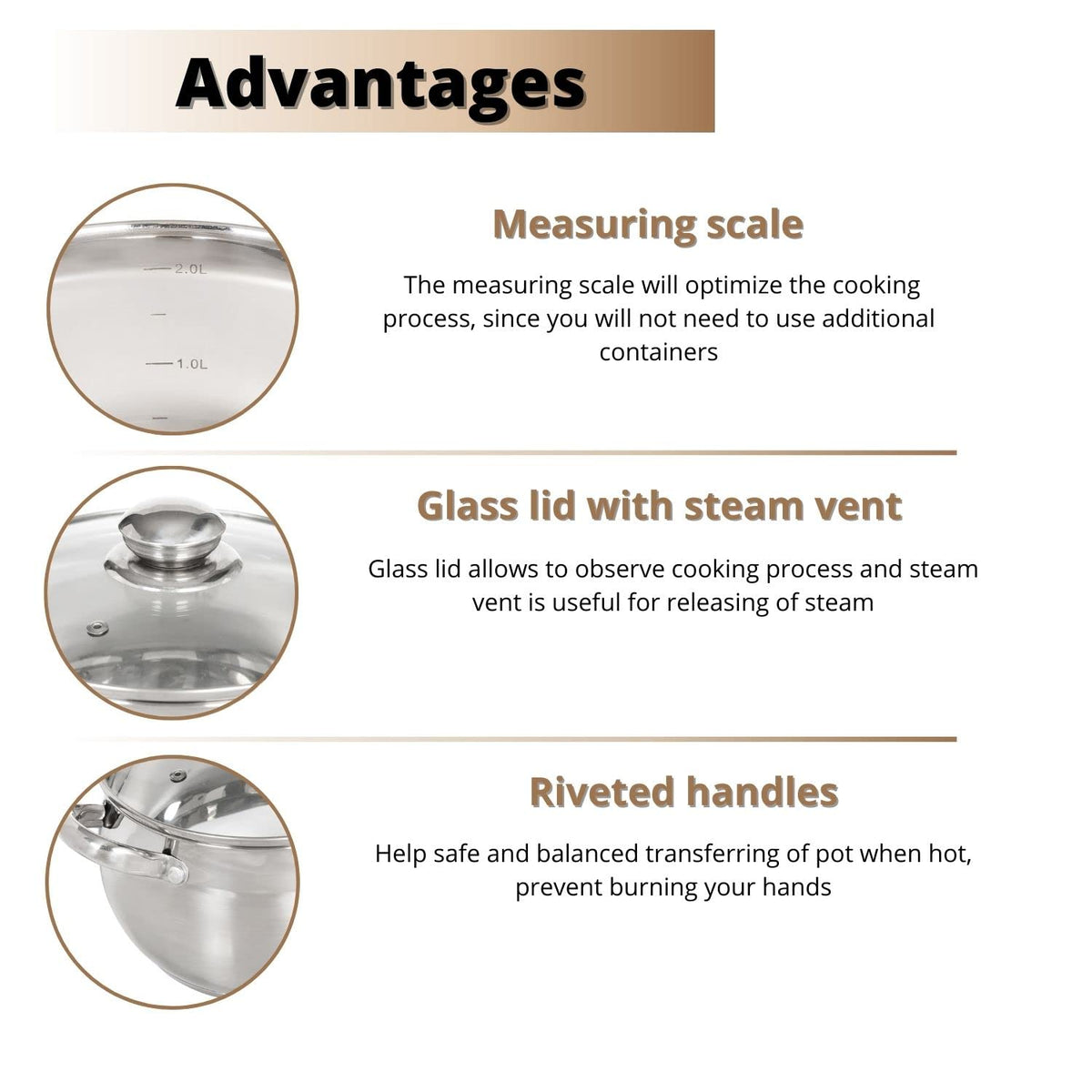 6.5 Quart Stainless Steel Stock Pot with Glass Lid E5507