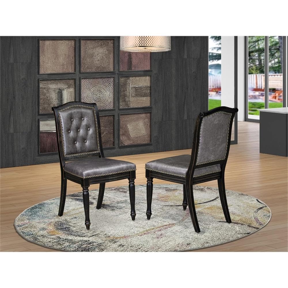 Black Acacia Wood Dining Chairs Set of 2 G6290