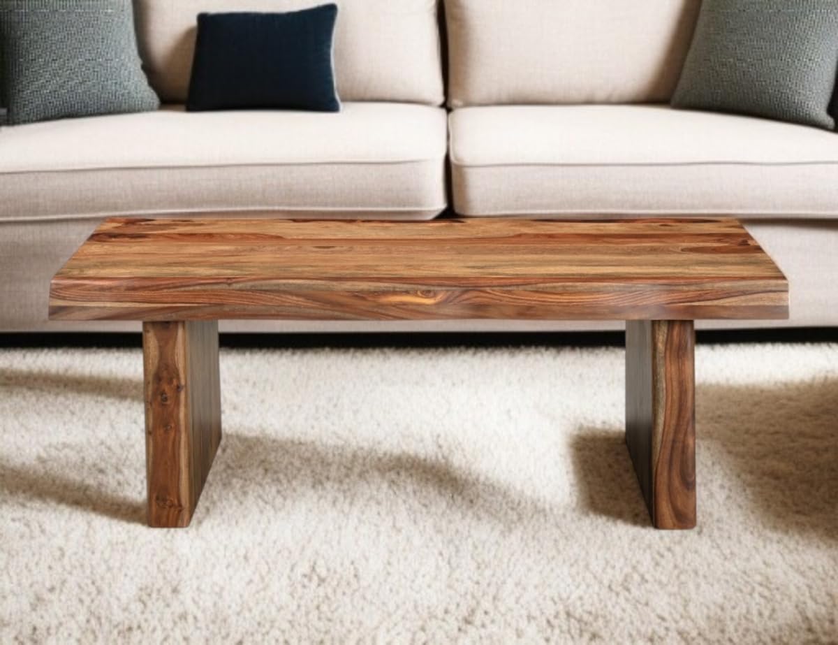 Brown Solid Wood Live Edge Coffee Table I2248