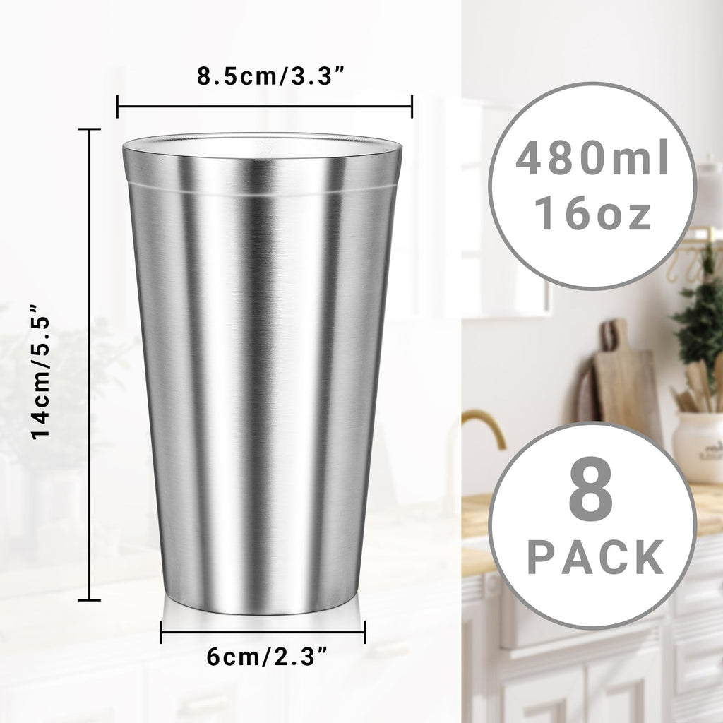 16 oz Stainless Steel Insulated Tumbler 8 Pack Q208
