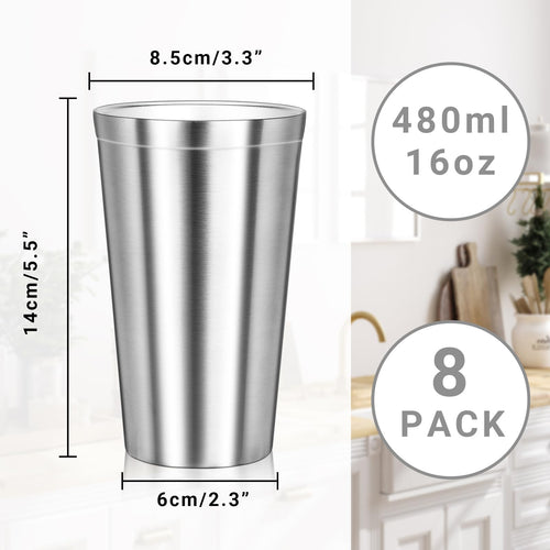 16 oz Stainless Steel Insulated Tumbler 8 Pack Q208