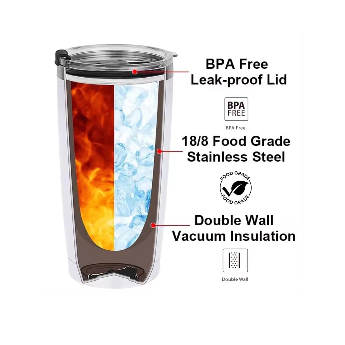 Stainless Steel 20 oz Vacuum Insulated Coffee Travel Mug with Magnetic Lid Q10685