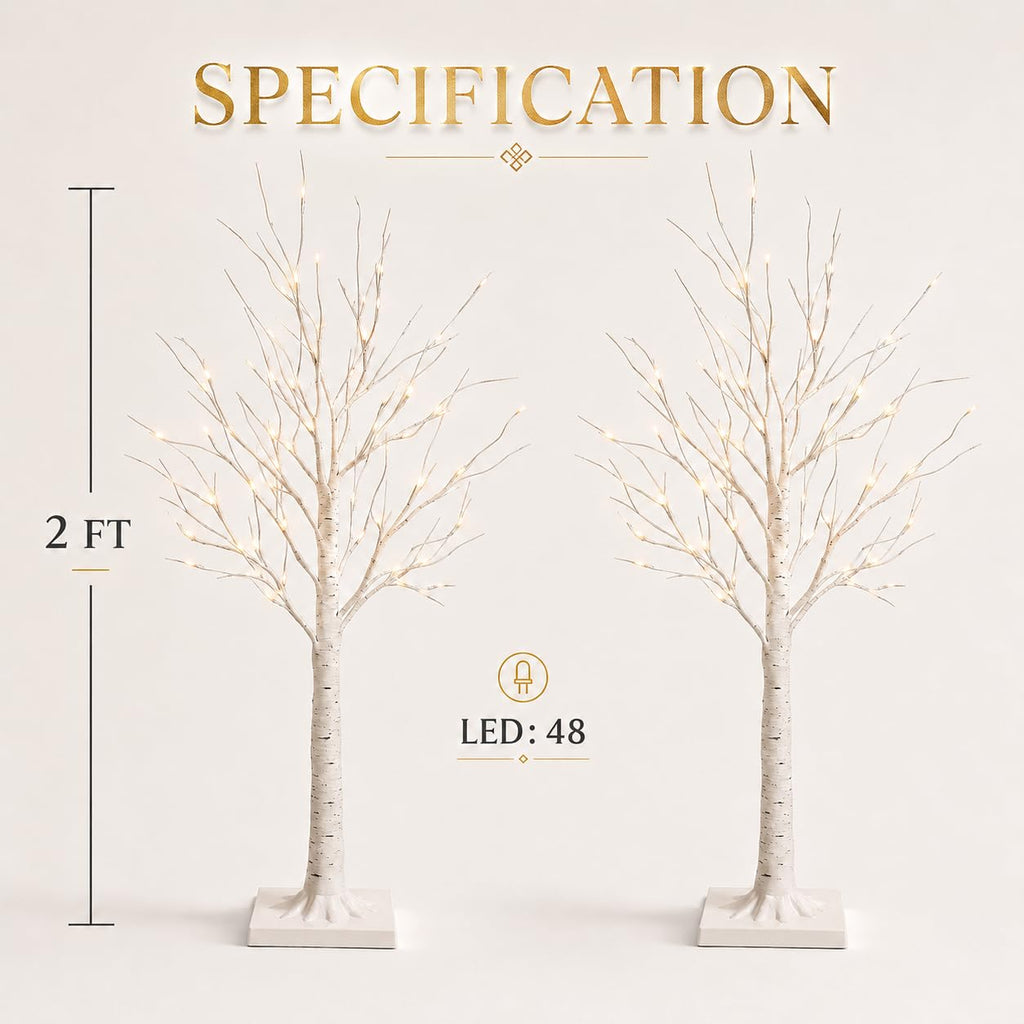 Birch Tree with Lights 2FT 2Pack L15518