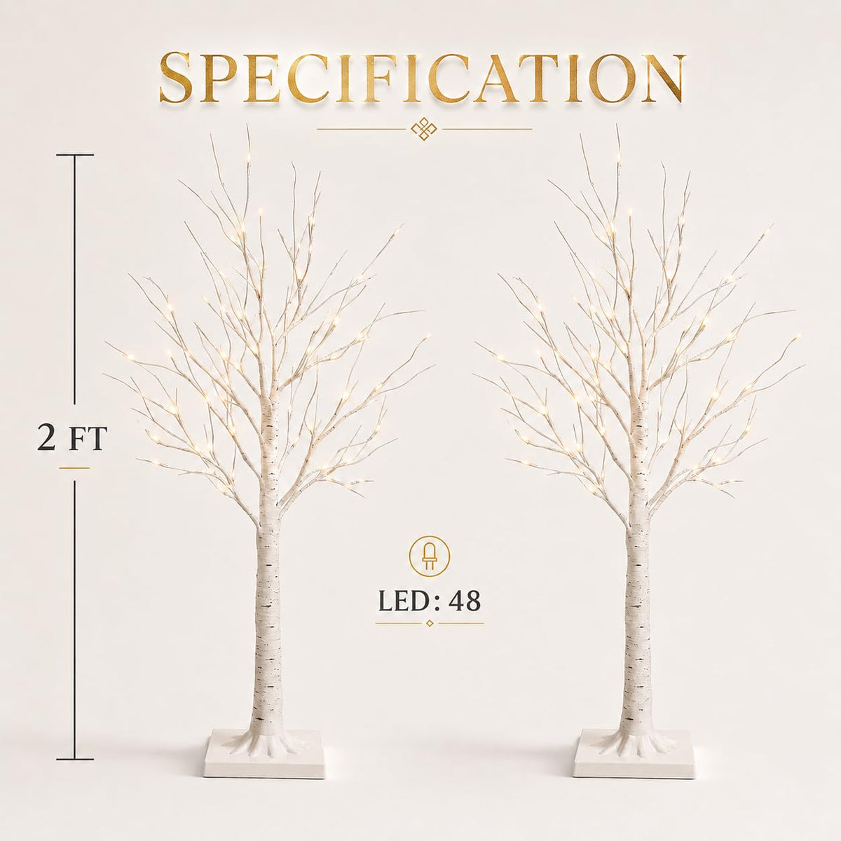 Birch Tree with Lights 2FT 2Pack L15518