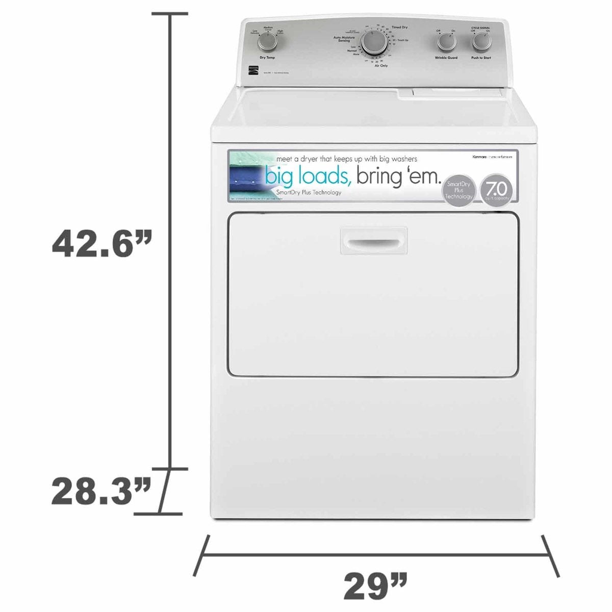 29" Front Load Electric Dryer 7.0 Cubic Feet White S5149