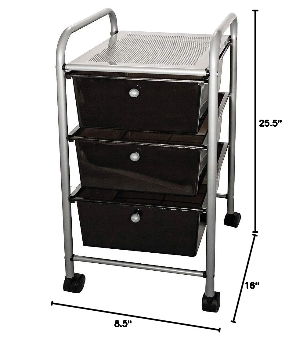 3-Drawer Rolling File Organizer Cart, Black H988784