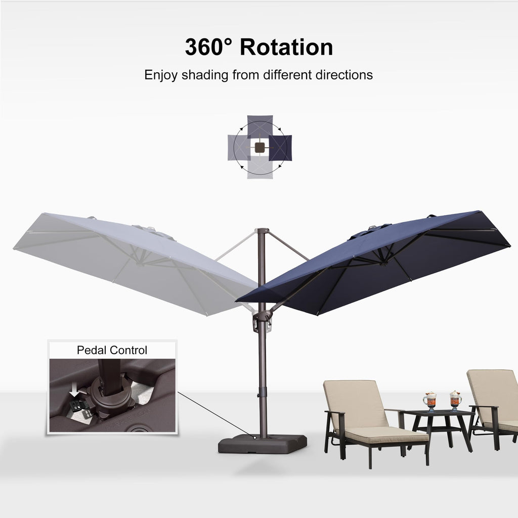 Navy Blue 8' X 8' Cantilever Umbrella with Base U93339