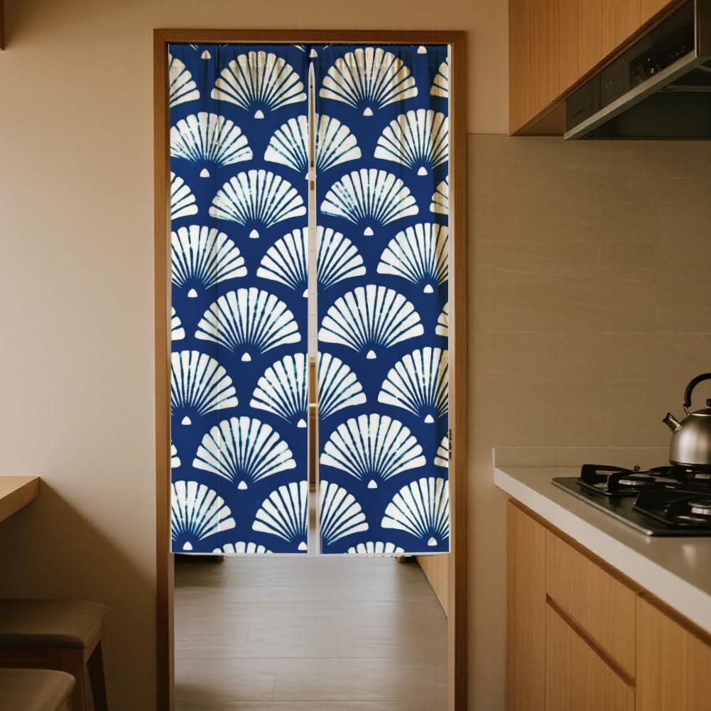 White One Side Printed Door Curtain 59x33 Inch T745927