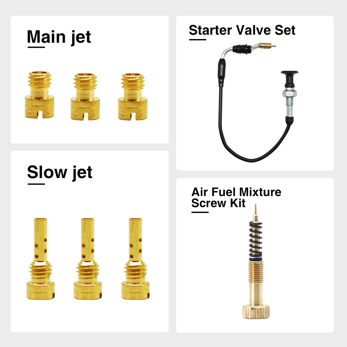 CV40 Carburetor Replacement with Starter Valve Set Main Jets Slow Jets Air Fuel Mixture Screw Kit Y919