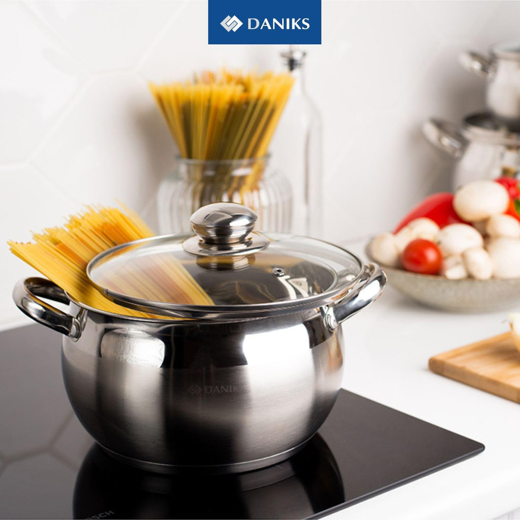 6.5 Quart Stainless Steel Stock Pot with Glass Lid E5507