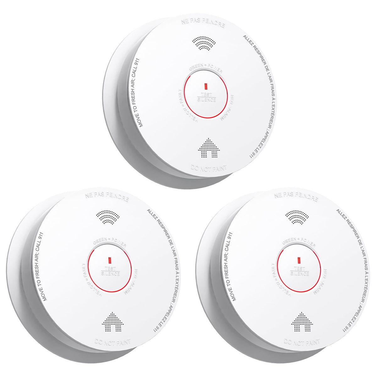 Smoke Detectors 10 Year Sealed Battery Operated 3 Pack C149