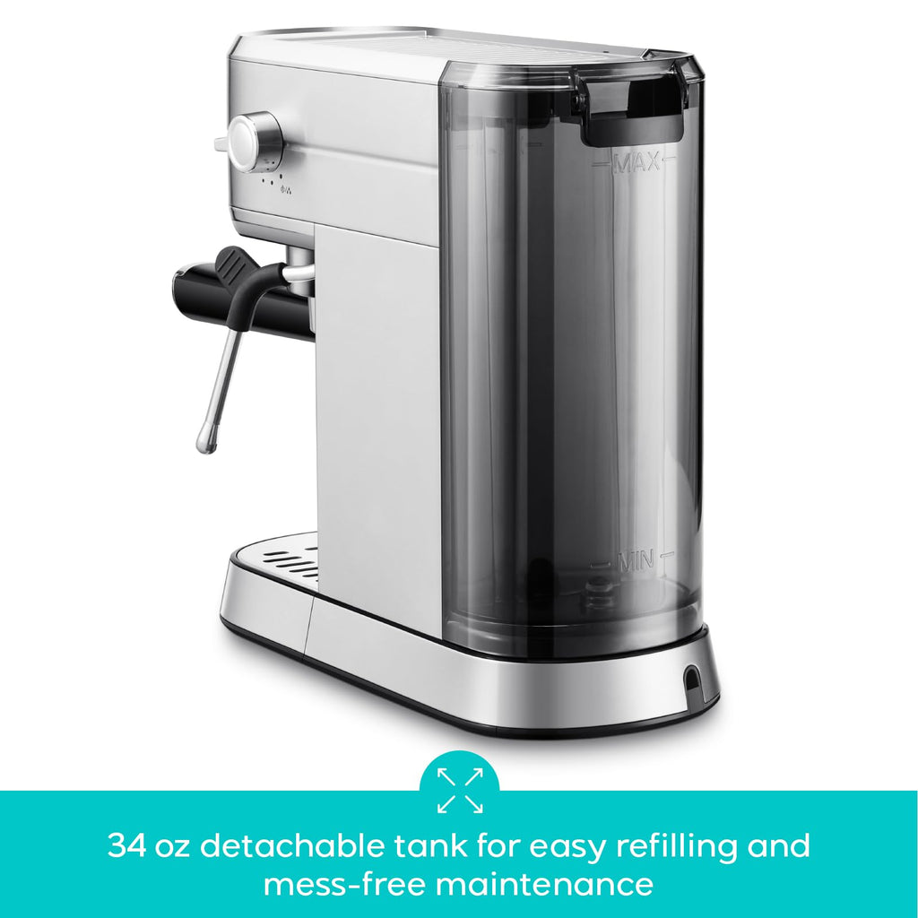 Compact Espresso Machine with Milk Frothing Steam Wand F36530