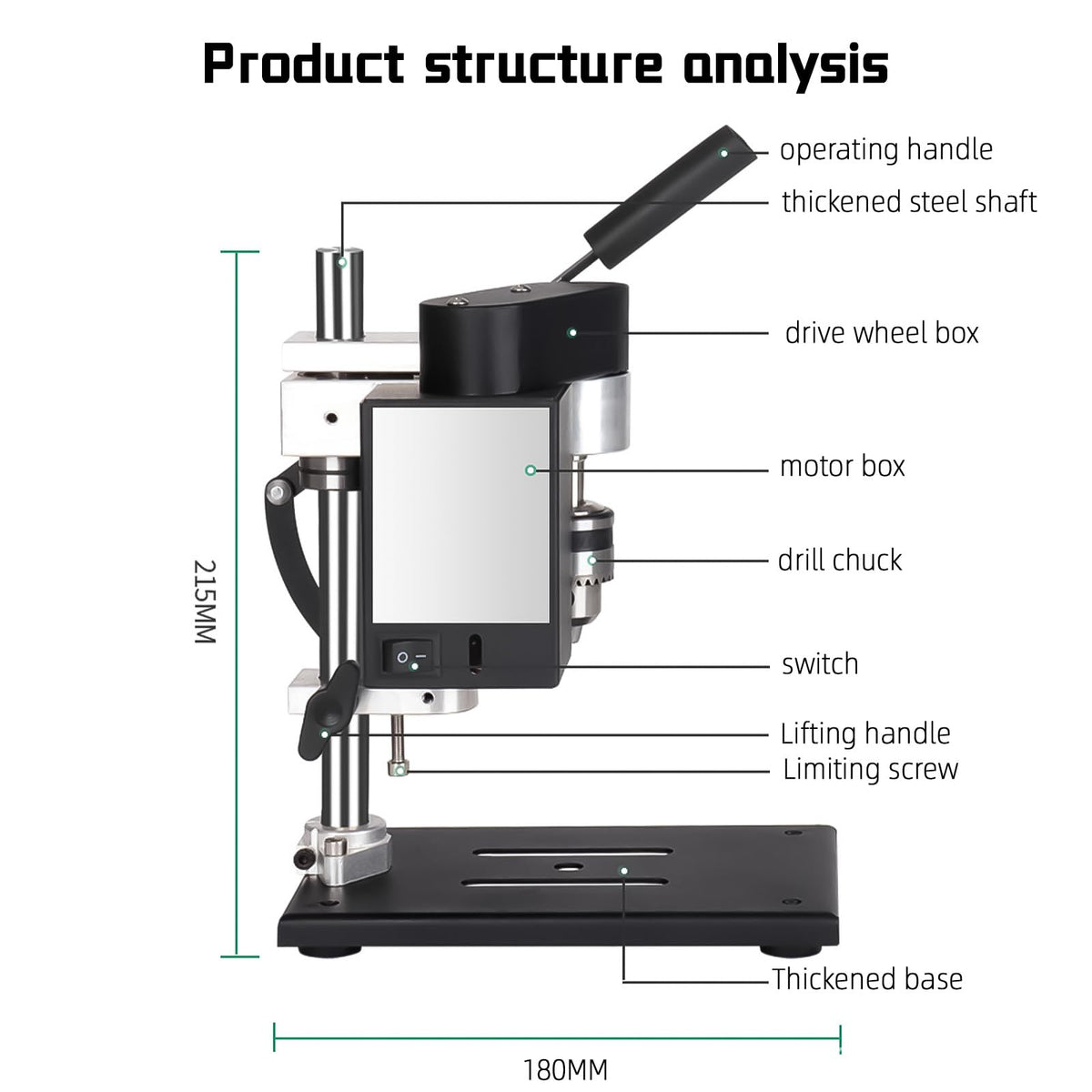Benchtop Drill Press 0.6-6mm B10 Chuck 7-Speed Adjustable Electric Y248418