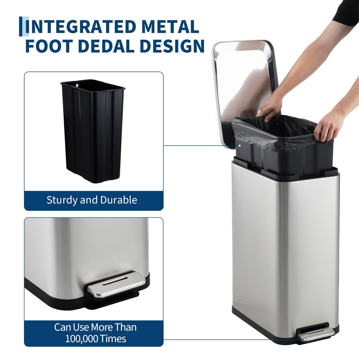 50L Slim Stainless Steel Kitchen Trash Can R152273