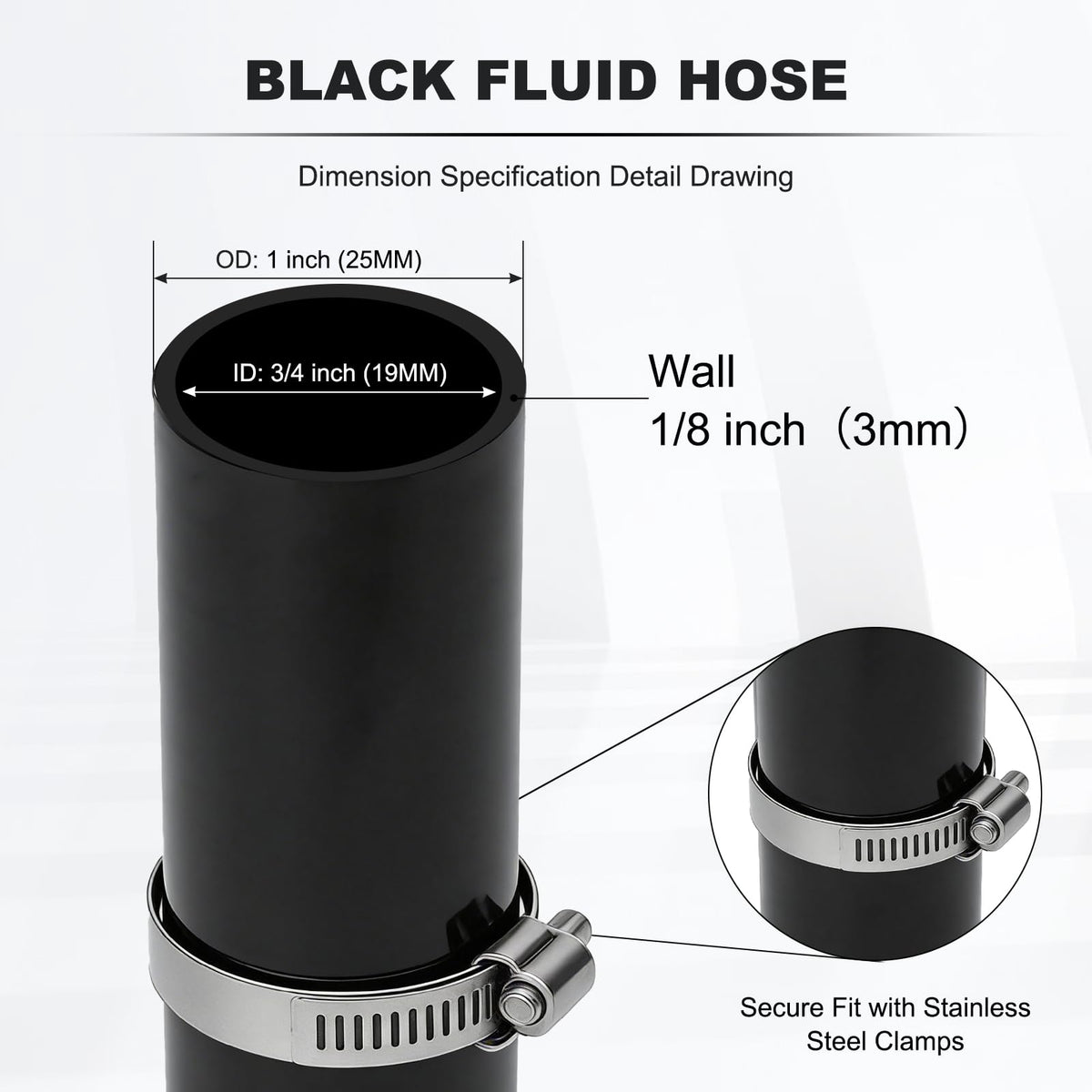 3/4 Inch ID x 100ft PVC Hose with 4 Stainless Steel Hose Clamps V168310