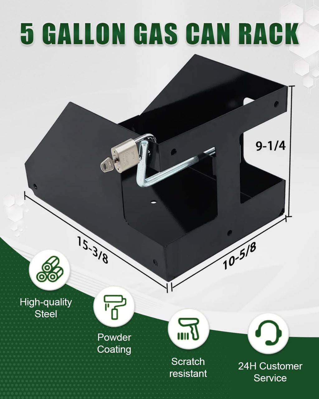 5 Gallon Fuel Gas Can Rack Holder with Lock W37572