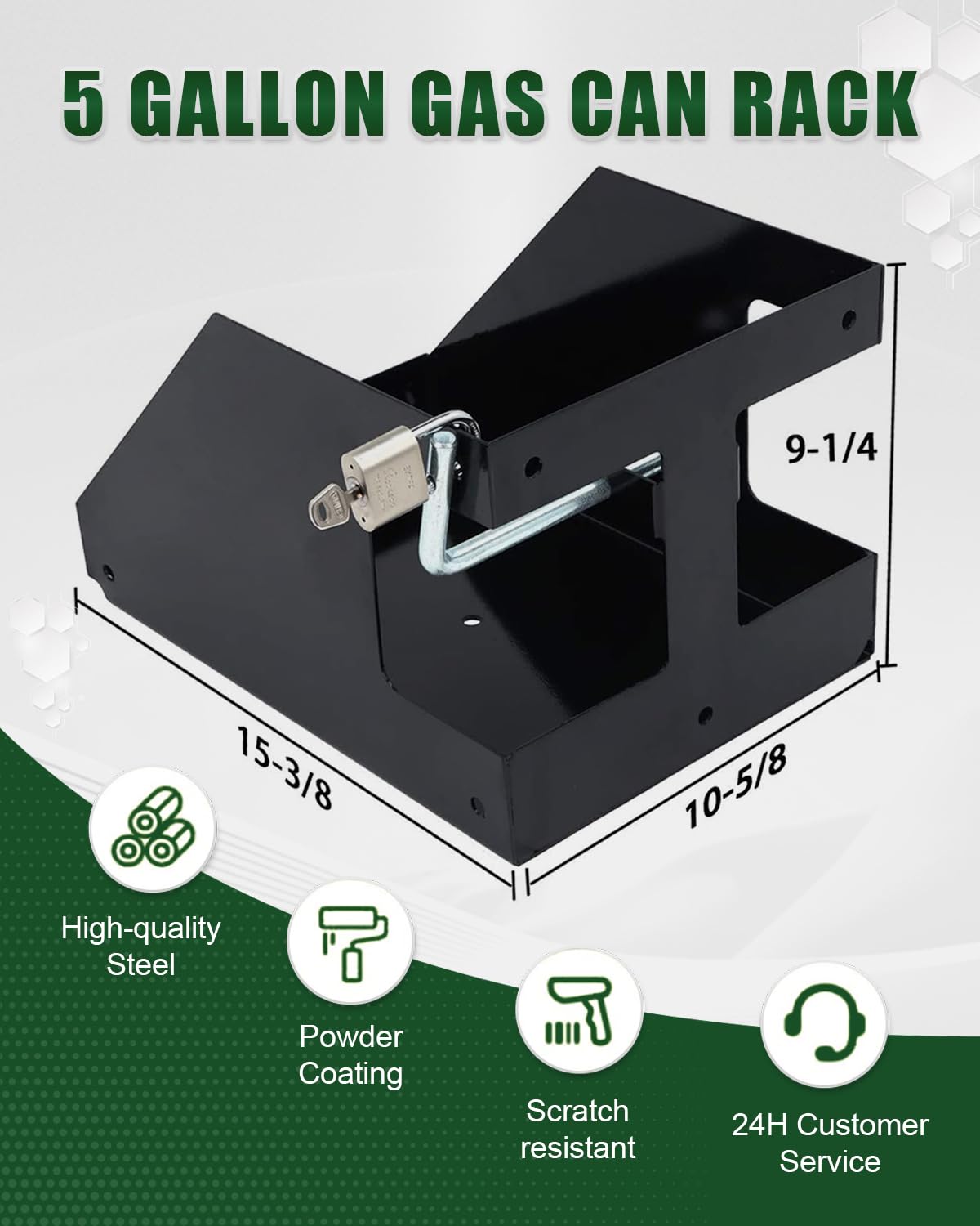 5 Gallon Fuel Gas Can Rack Holder with Lock W37572
