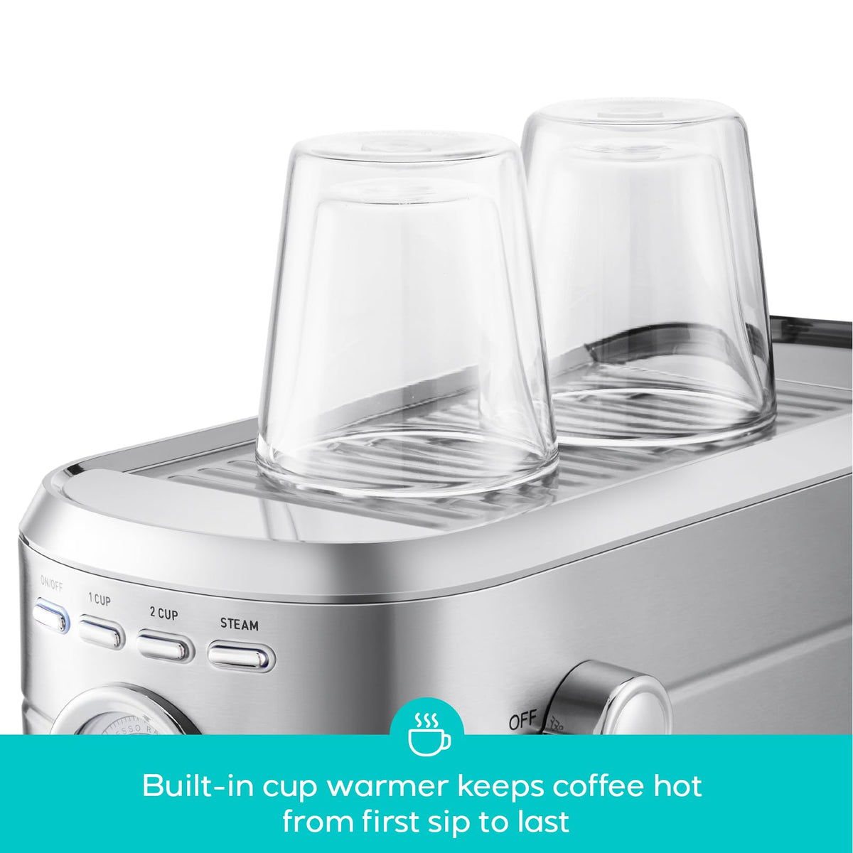 Compact Espresso Machine with Milk Frothing Steam Wand F36530