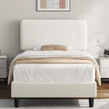 Twin Bed Frame with Adjustable Chenille Upholstered Headboard, Beige K6410