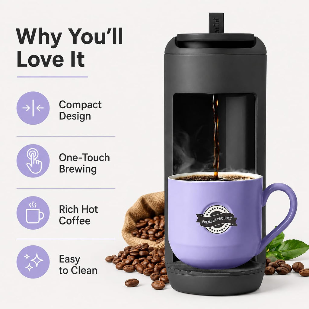 Single Serve K Cup Coffee Maker 12 oz Matte Black J874363