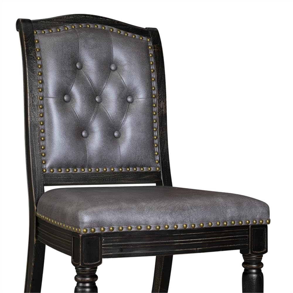 Black Acacia Wood Dining Chairs Set of 2 G6290