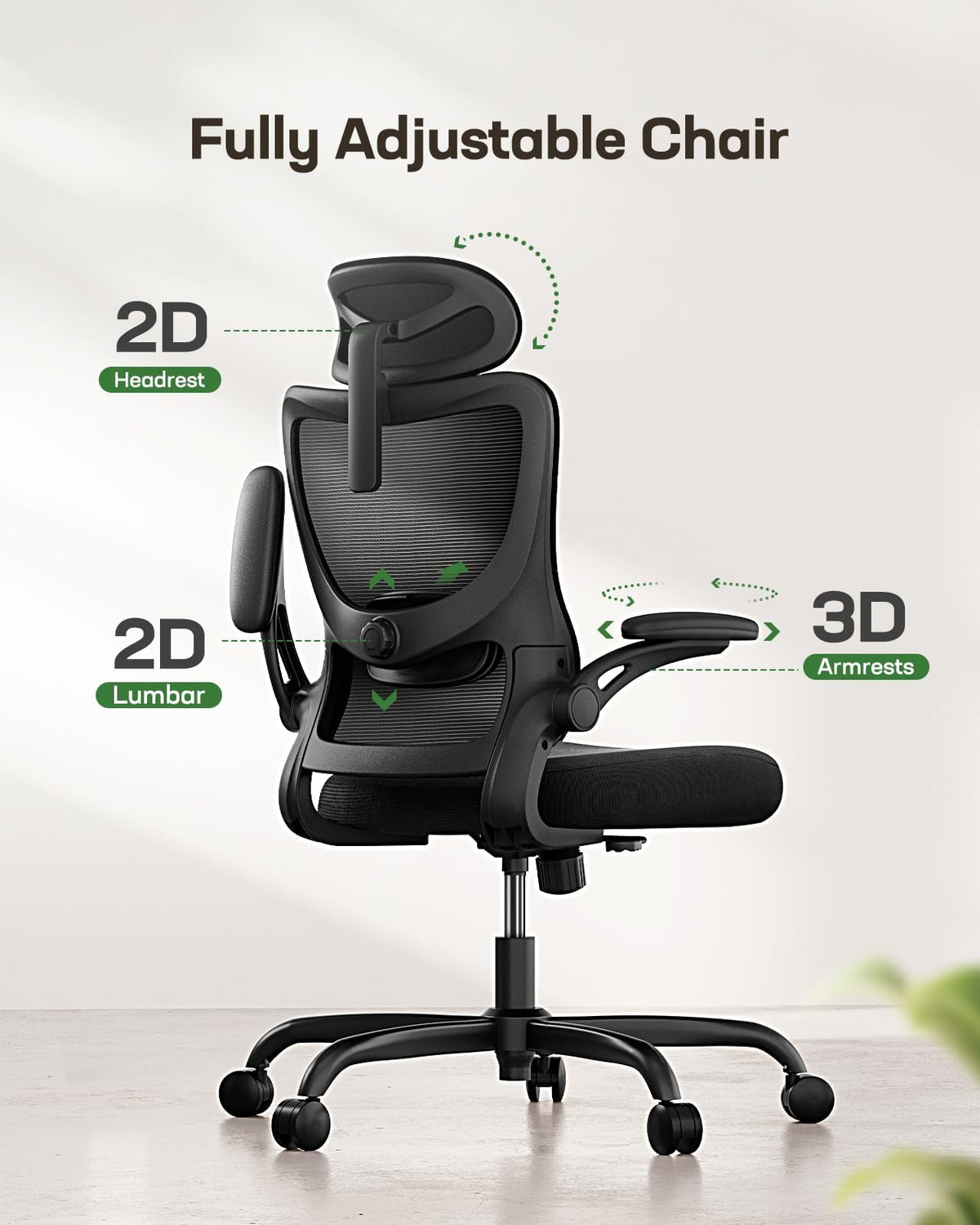 Ergonomic Office Chair with High Back Mesh and Adjustable Lumbar Support F1379