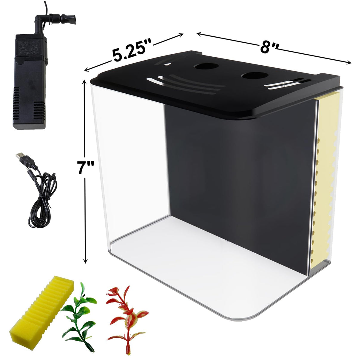1.2 Gallon Aquarium Starter Kit with LED Light and Water Filter Pump I734