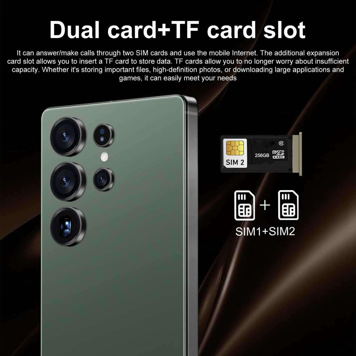 Unlocked 4G Smartphone 6.6" HD Display 4GB+32GB Dual SIM Android 12.0 Black E6888