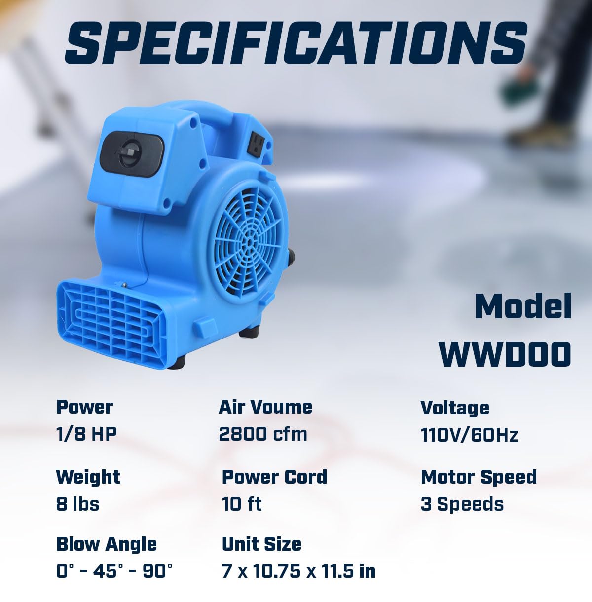 1/8 HP 600 CFM Air Mover Carpet Dryer Floor Fan O1320