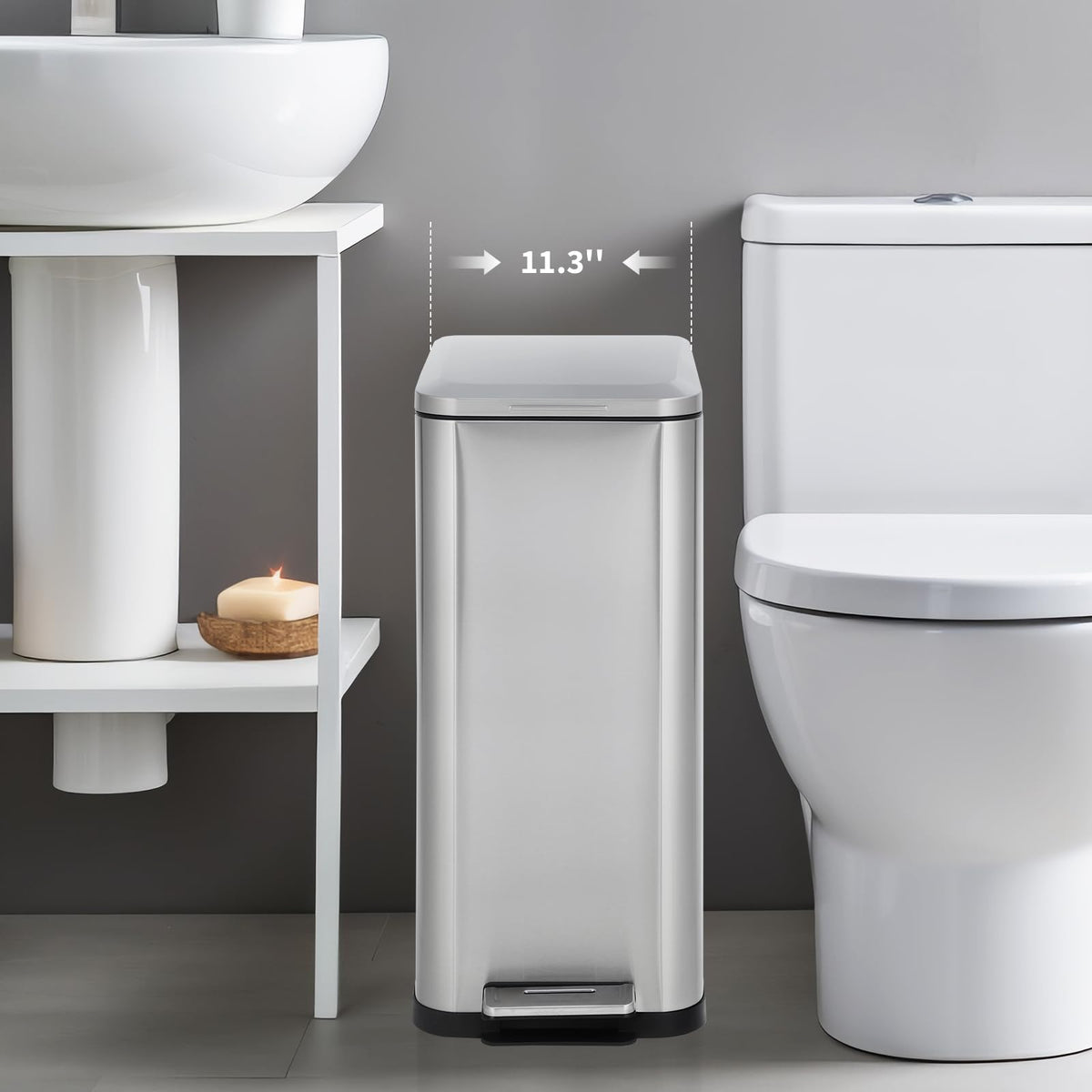 50L Slim Stainless Steel Kitchen Trash Can R152273