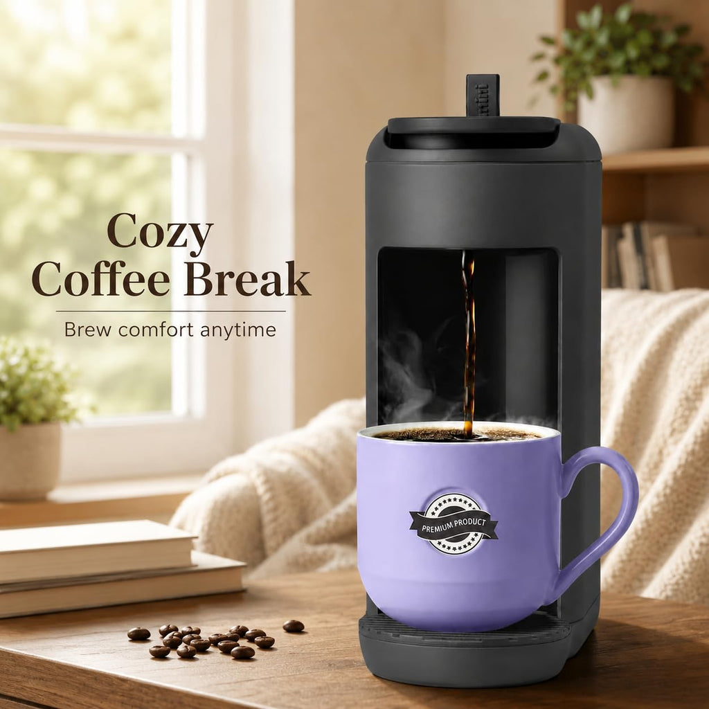 Single Serve K Cup Coffee Maker 12 oz Matte Black J874363